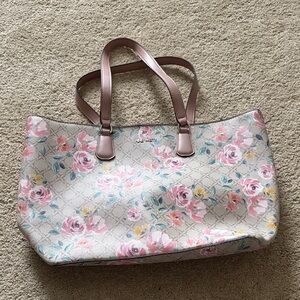 Nine West Floral Tote Bag - Pink and Cream